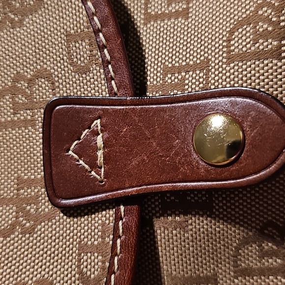 Dooney and Bourke Monogrammed Tan Canvas and Leather Mini Crossbody EUC - Picture 13 of 13